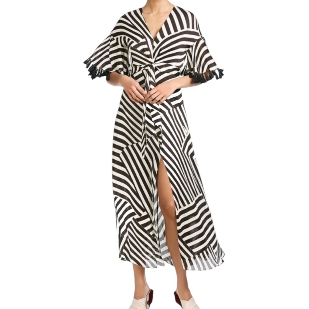Sachin & Babi Dark Brown Geometric Stripe Print "Jacynda" Maxi Dress 8